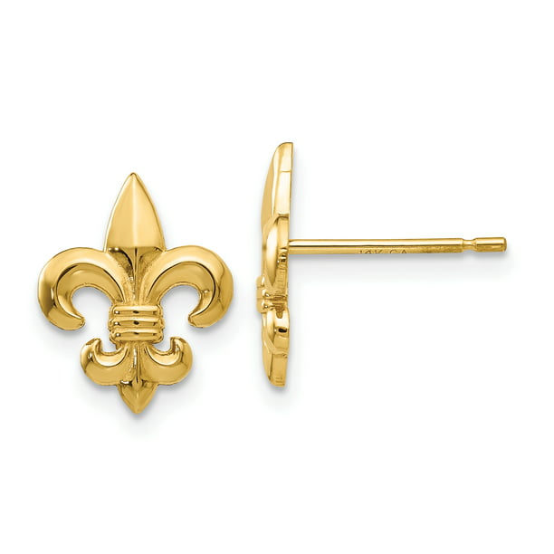 14K Yellow Gold Small Fleur De Lis in Oval Charm Pendant MSRP $145
